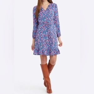 Draper James Lucinda Popover Dress in Spring Ditsy Floral | Light Blue | Size L